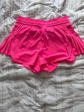 Women's Hot Pink Athletic Shorts with Side Pleats